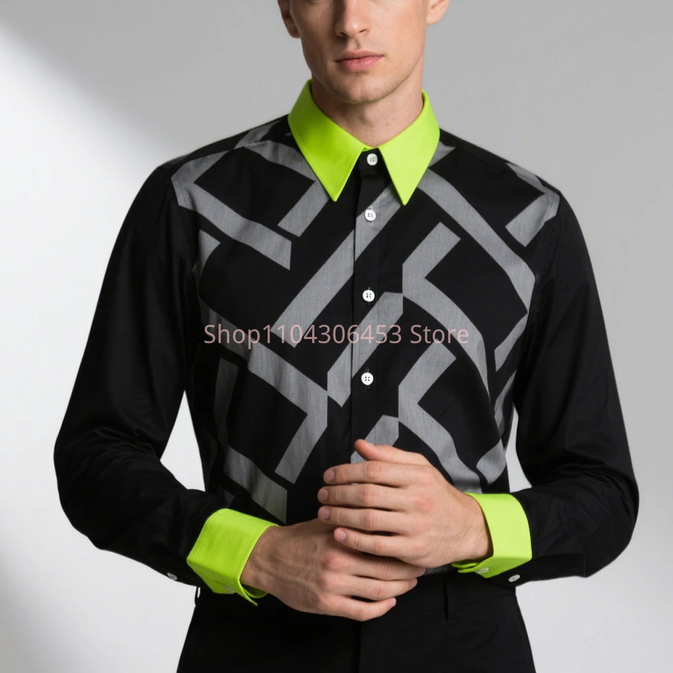 

New Men's Retro French Court Pattern 3D Printed Shirt High-end Lapel Long Sleeve Casual Business Fashion Party Shirt Outdoor Top