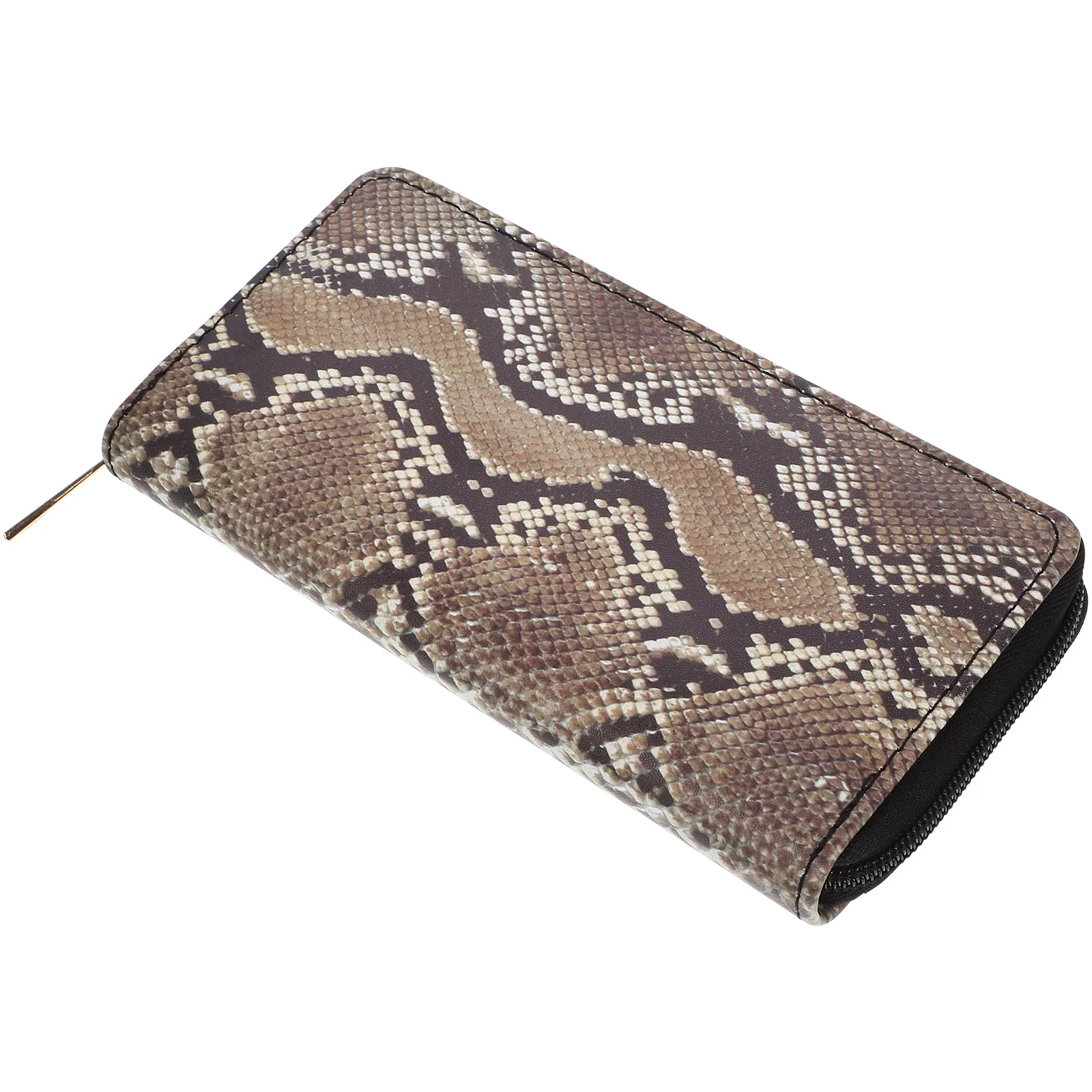 Snakeskin Pattern Women Wallet PU Clutch Purse Zipper Large Capacity Lightweight Practical Durable Gift Party Shopping
