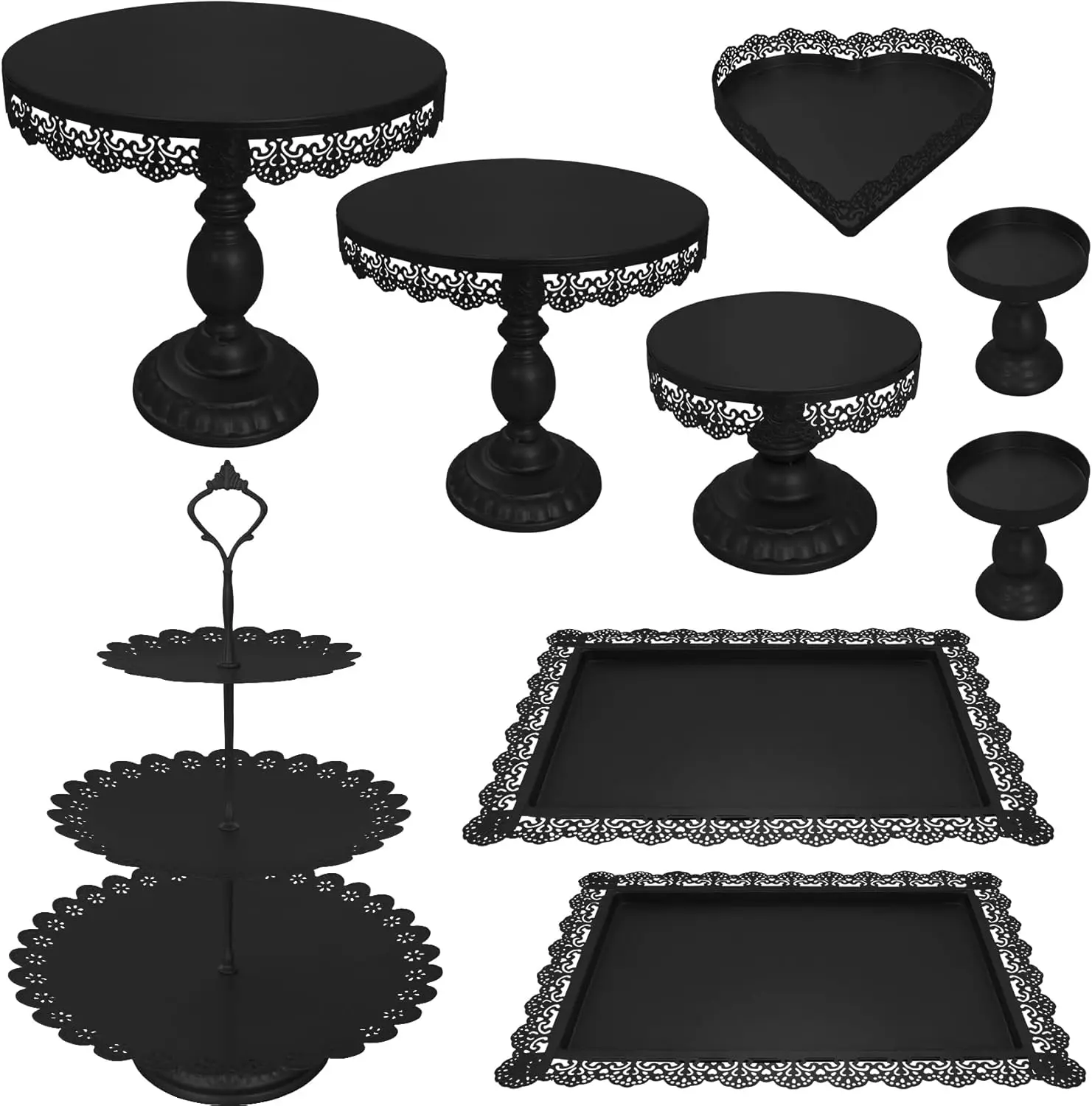 

9-Piece Metal Cake Stand Set with Multiple Styles for Dessert Display at Parties and Events
