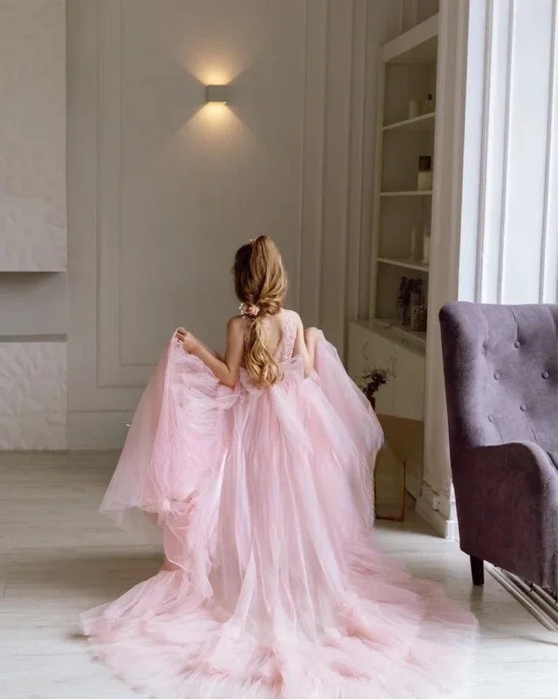 Tulle Tutu Lace Long Dress Girl Dresses for Weddings Princess Flower Girl Dress Pink Dress for Baby Junior Bridesmaid Dresses