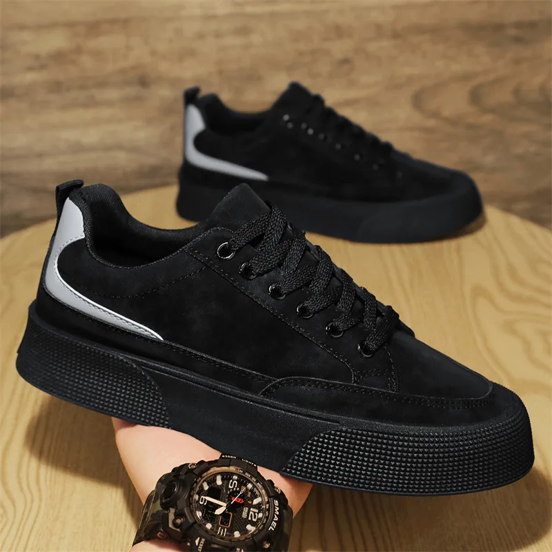 Men's Shoes Summer 2024 New Board Shoes Trendy Versatile Men's Lace Up Height Increasing Soft Sole Men's Sports Leisure Shoes