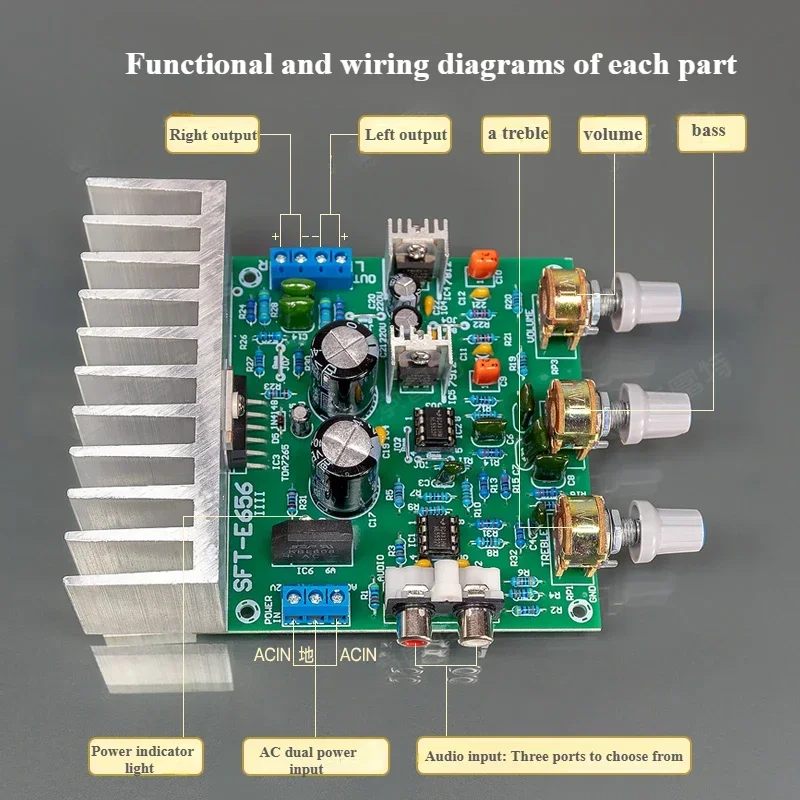 Плата усилителя TDA7265 с тональным NE5532, двухканальный комплект высококачественных стереокомпонентов