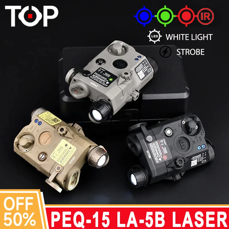 

WADSN Tactical PEQ-15 LA-5B UHP RedDot Green Blue IR Indicator Sight LEDWhite Strobe Scoutlight Flashlight Airsoft Laser Pointer