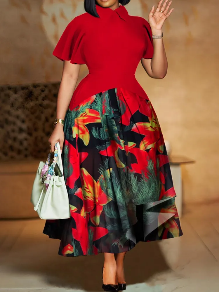 

African Dresses For Women Summer Autumn Africa Clothing Short Sleeve Sexy O-Neck Perspective Slim Office Lady Party Dress