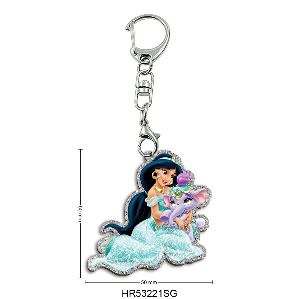ديزني الأميرة Encanto اللون بريق سلسلة مفاتيح مصنوعة من الأكريليك DIY بها بنفسك الحرف الأطفال حفلة عطلة مجوهرات حقيبة الديكور