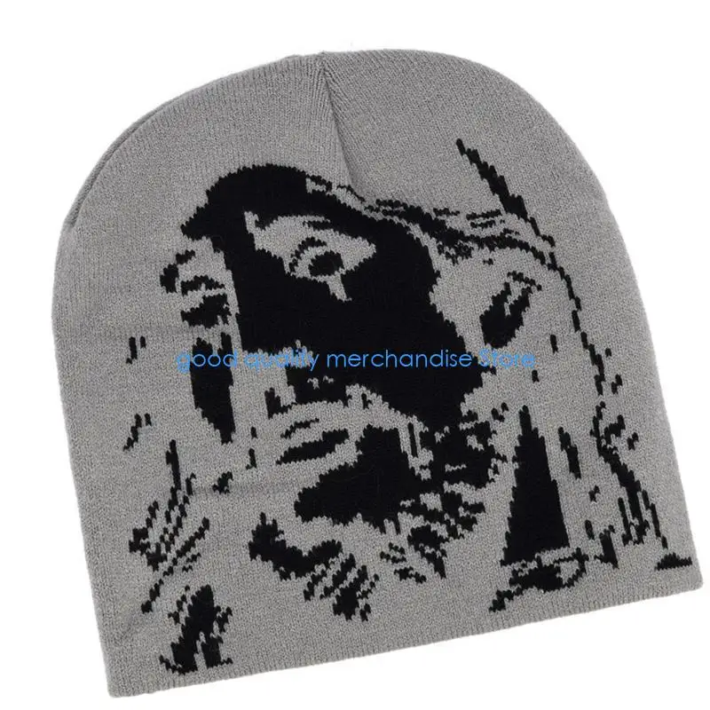 

Y5JD Уникальная вязаная шапка Зимняя шапка HIPHOP Кепки с черепом добавляет изюминку для установления тренда