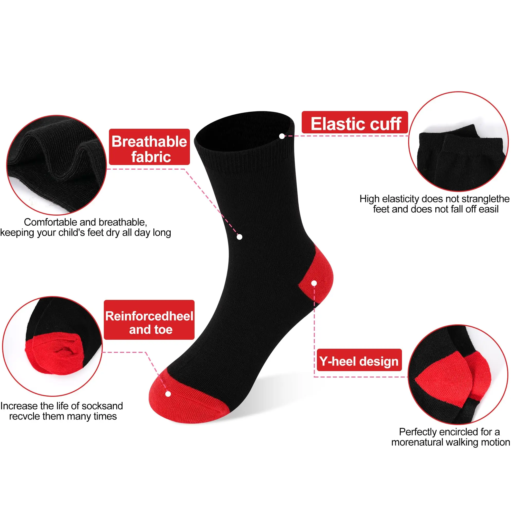 18-Pack Colorful Crew Socks for Kids Ages 1–14 – Soft Breathable Everyday Socks