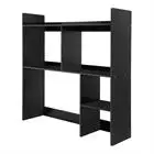 Estante de escritorio de tablero de PVC rectangular moderno negro, estantería de escritorio, estante de exhibición de escritorio de 3 niveles