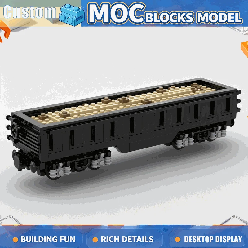 739PCS Black Open Top Gondola Train Car Custom Building Block Set Intricate Railway Model Creative Assembly Collectible Display