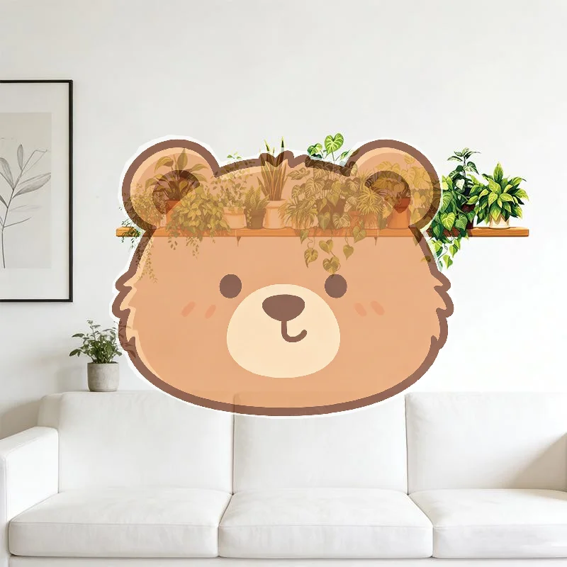 Green Potted Plant Shelf Wall Decal With Realistic Vivid Print And Removable Adhesive For Living Room Bedroom Home Wall Decor