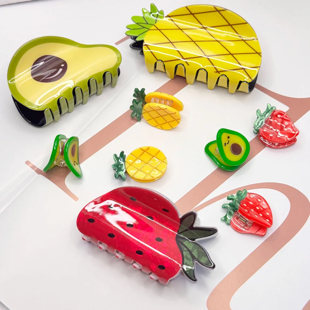 

3pcs Cute Sweet And Fashionable Fruit Hair Clips Back Of The Head Hair Measuring Clips Ins Hair Clips And Hair Accessories Gift