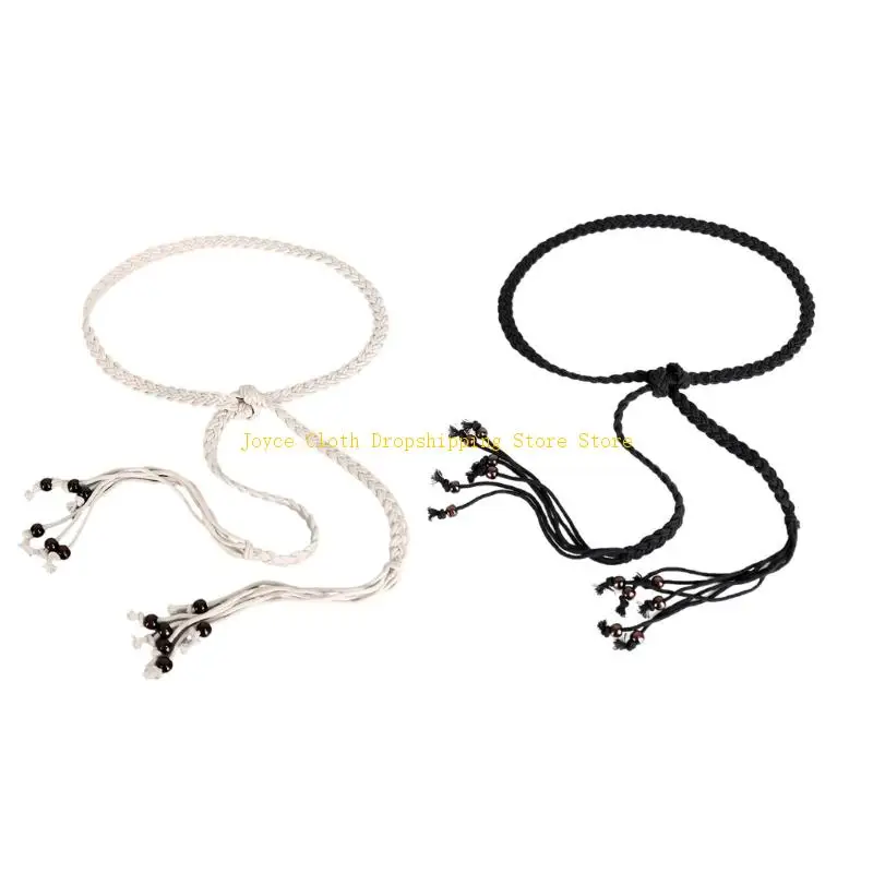 تنفس مضفر الخصر حبل قابل للتعديل الكروشيه حبل حزام القطن زنار للنساء المراهقين ارتداء اليومي مهرجان الموسيقى 10CD #1