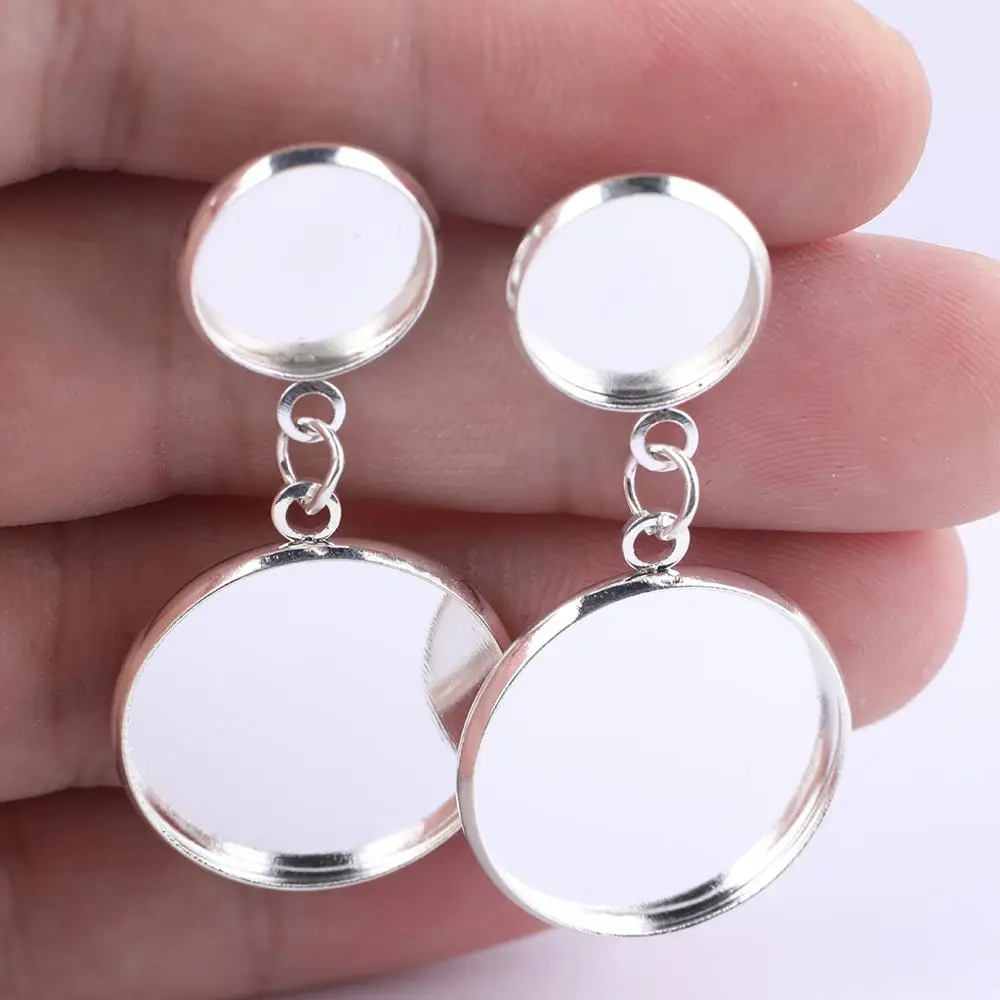 onwear 10pcs 12mm 20mm cabochon earring stud base blanks diy cameo bezel settings for earrings jewelry making