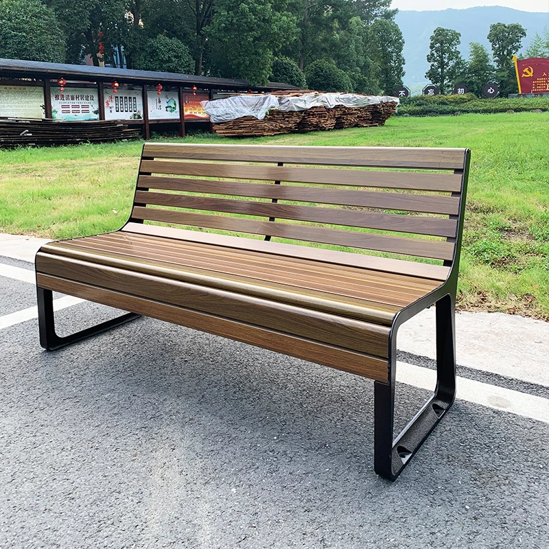 

Wholesale Outdoor Bench Aluminum Garden Bench Metal Legs & Wood Slats Durable Back Support Vintage Rustic Usage