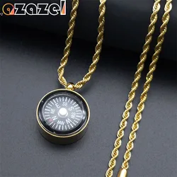 Mini Survival Compass Pendant Necklace Women Men Camping Hiking Pocket Compass for Outdoors Paracord Necklaces Jewelry N6132S08