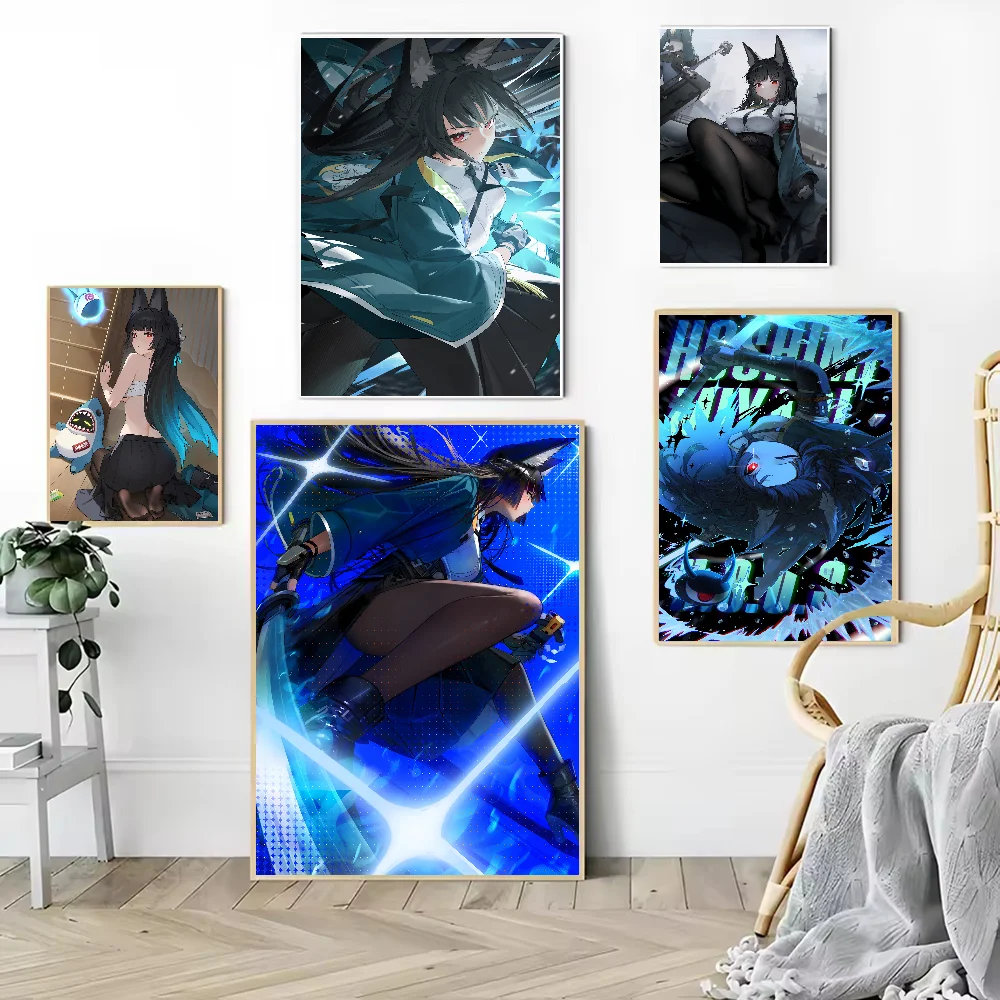 Popular Game Zenless Zone Zero Kawaii Hot Miyabi Hoshimi Big Poster Painting Bedroom Living Gaming Room Decoration Self Adhesive