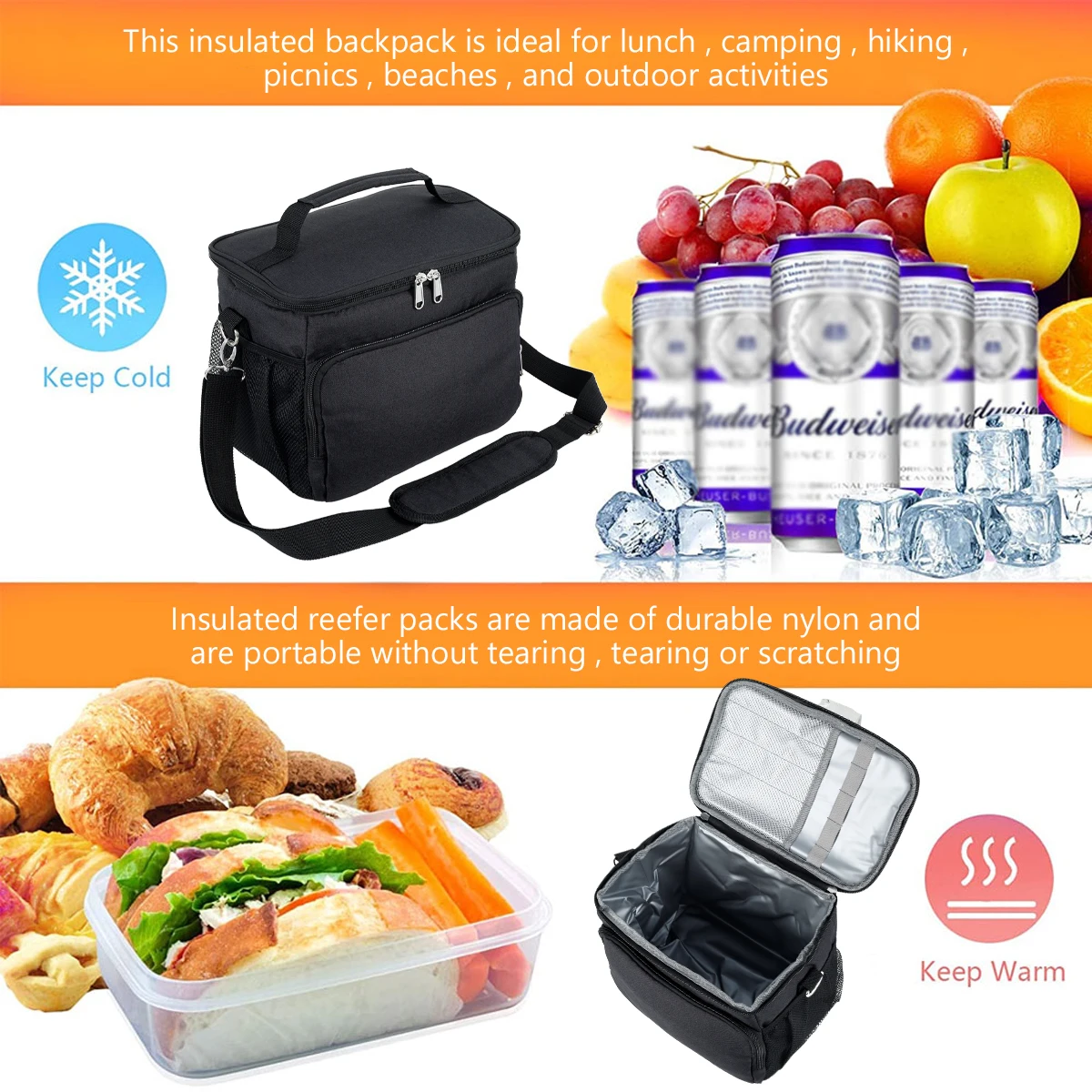 Insulated Lunch Box Thickened Student Portable Lunch Bag Large Capacity Oxford Zipper Thermal Lunch Bags For Work Picnic Travel