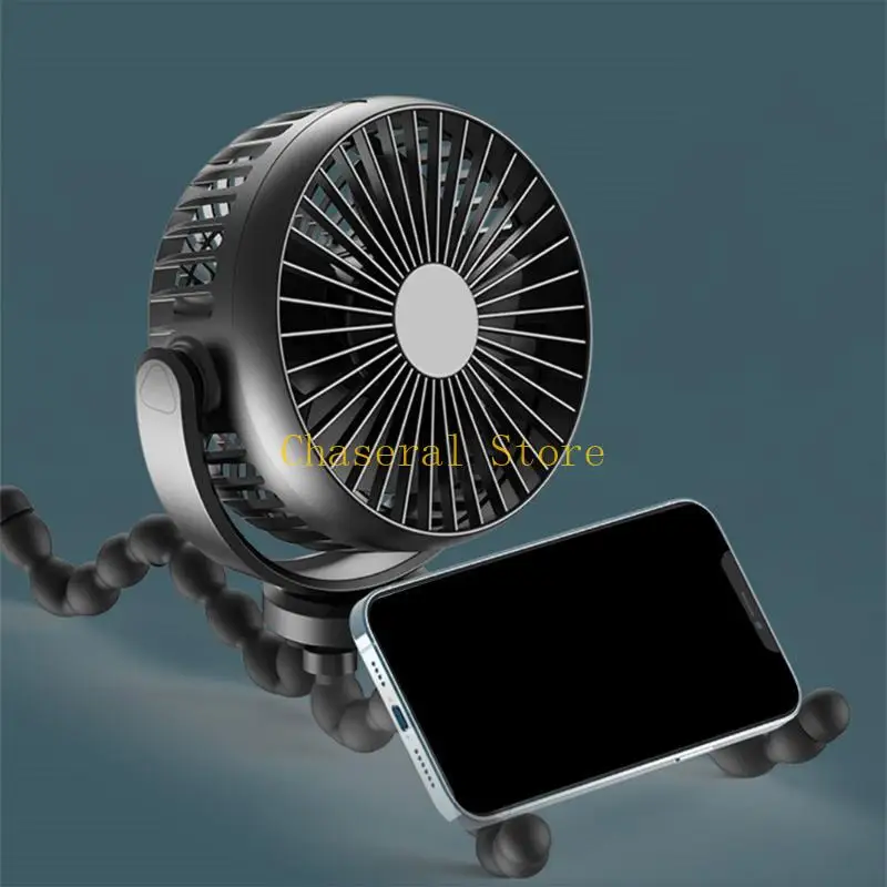 E7CE Mini Rotatable Fan for Stroller Bike USB Chargeable Clip On Tripod Fan for Baby