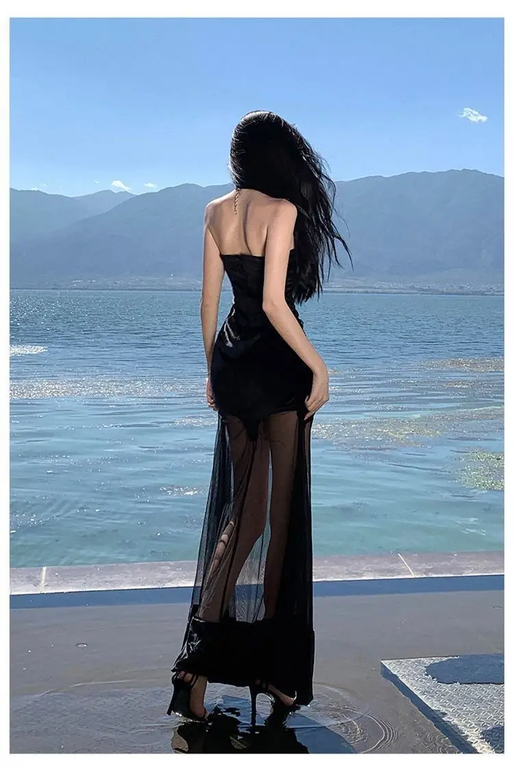 Vestidos femininos vestido noite fora primavera malha bordado em camadas bolo princesa artístico francês requintado desempenho elegante diariamente