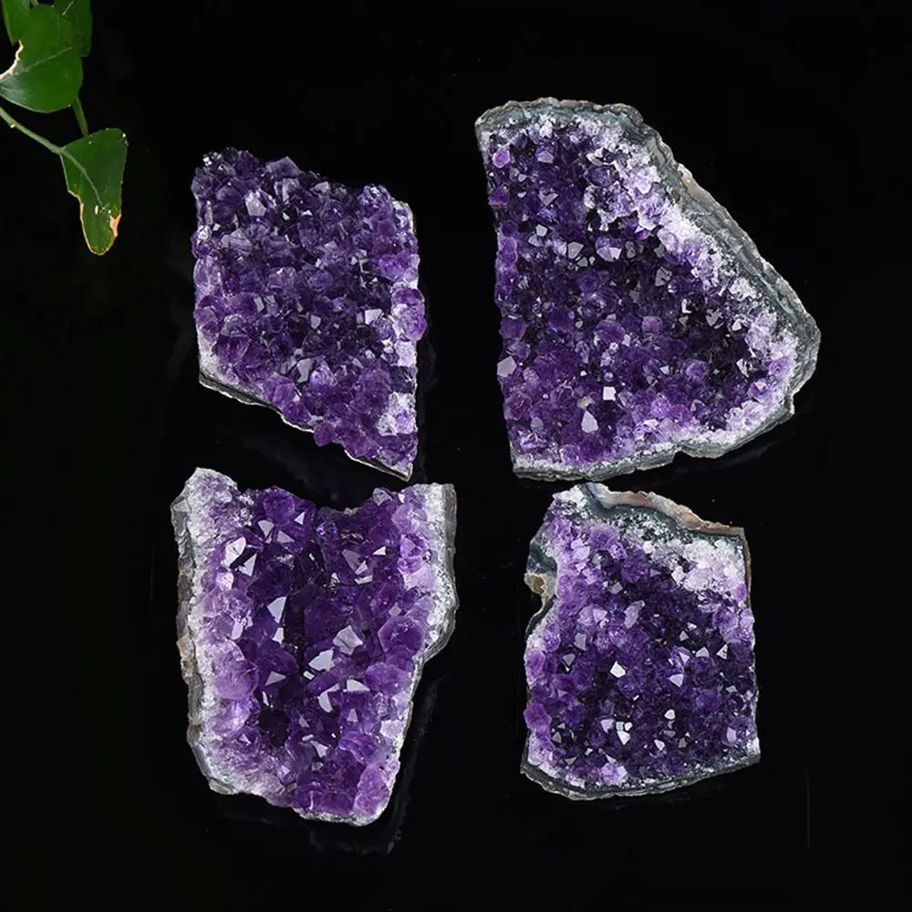 1Pcs Ornament Purple Crafts Healing Stones Quartz Amethyst Crystal Cluster