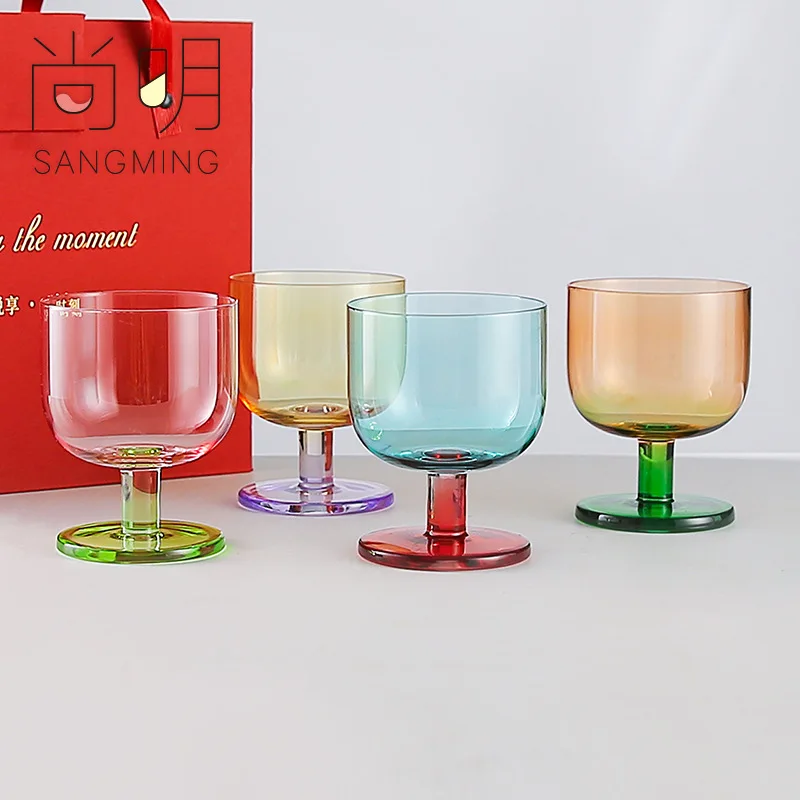 Home & Garden ins style creative jelly color crystal glass short and tall home gift solid color contrasting juice cup drink cup
