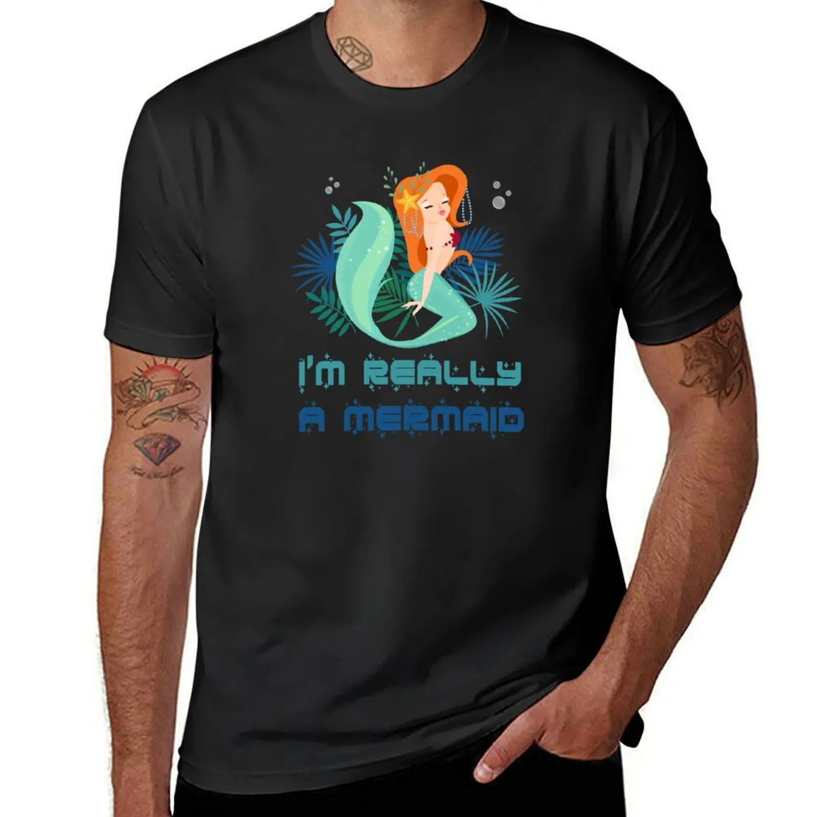 I'm Really A Mermaid print For Women And Girls Mermaid Gift T-Shirt vintage funnys summer tops men clothings