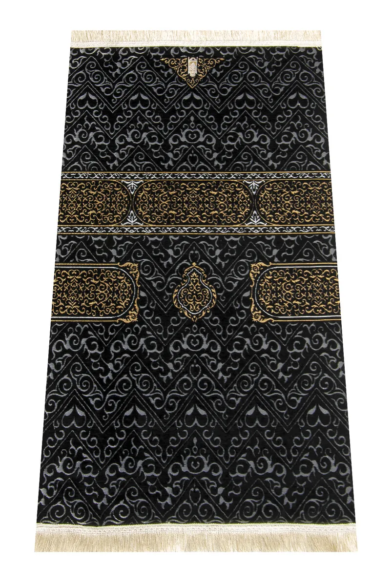 

Ultra Plus Black Sneef Cure Prayer with The Kaaba Patterned 6 Sheet of Muslim Islamic Prayer Mat Holy Quraan Islamic Mats