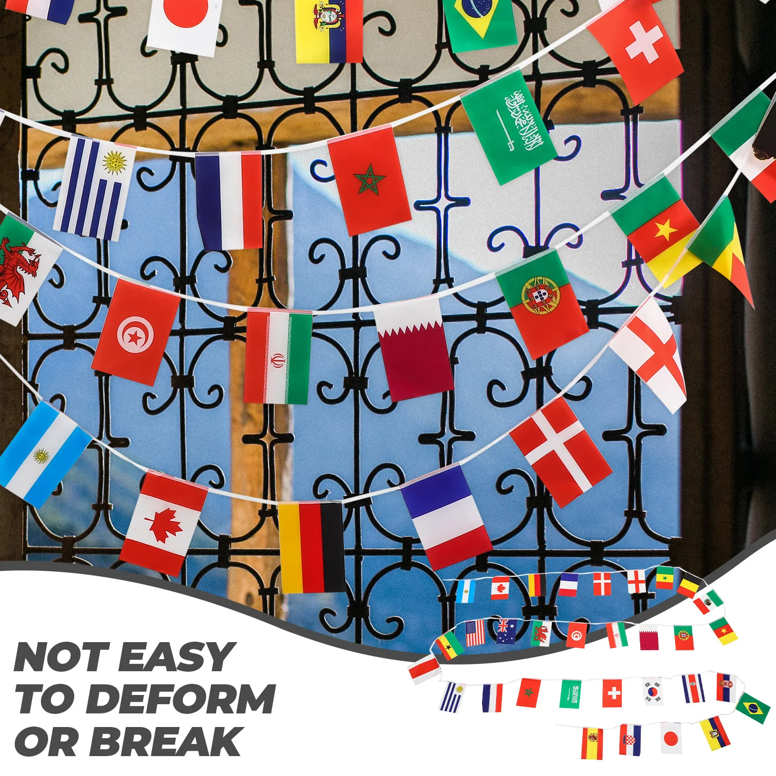 

1Set String Flag Bunting Durable Polyester Fabric Bright Colors Football Match Party Decoration Banner