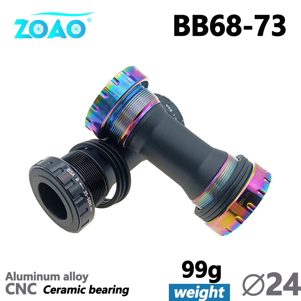 ZOAO Bicycle Bottom Bracket BSA BB68/73mm Thread Press Fit MTB Road Bike Ceramic bearing Bottom Bracket For 24mm Crankset