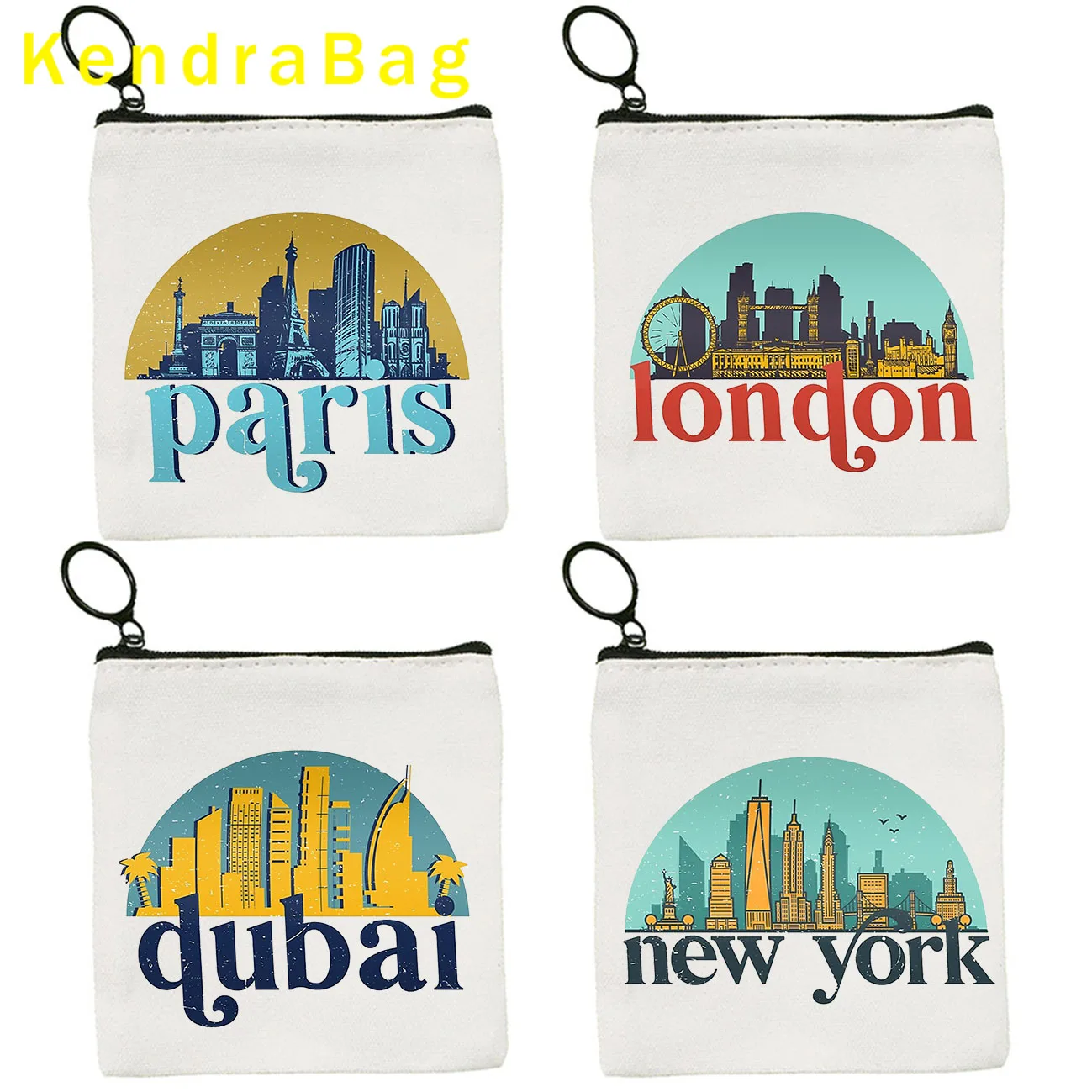 

Amsterdam London Dubai Paris New York Seoul Bangkok Venice Istanbul Skyline Key Coin Purse Eco Canvas Card Bag Pouch Wallet Gift