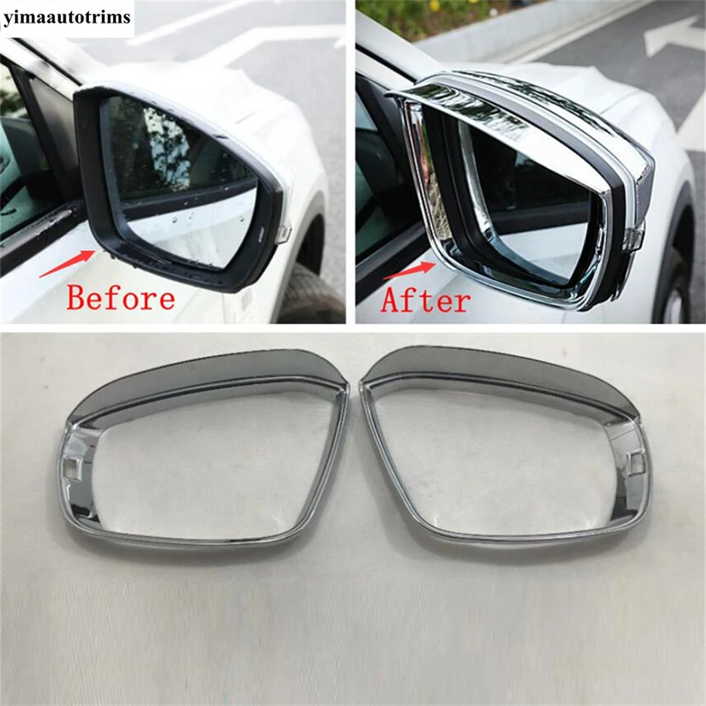 ABS Rearview Mirror Rain Shade Rainproof Eyebrow Frame Decorative Cover Trim Accessories For Volkswagen T-Roc T Roc 2018 - 2024