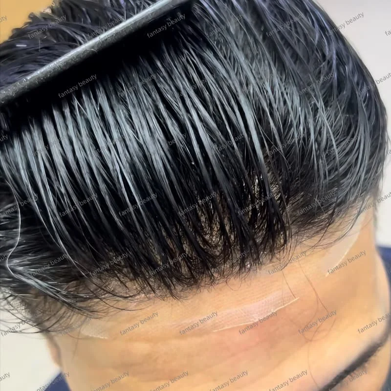 1B80 1B65 رمادي أسود شعر مستعار للرجال Vloop سوبر غير مرئية خط الشعر 0.02 مللي متر رقيقة جدا الجلد 80% الكثافة غير قابلة للاكتشاف كامل بو الرجال الشعر المستعار