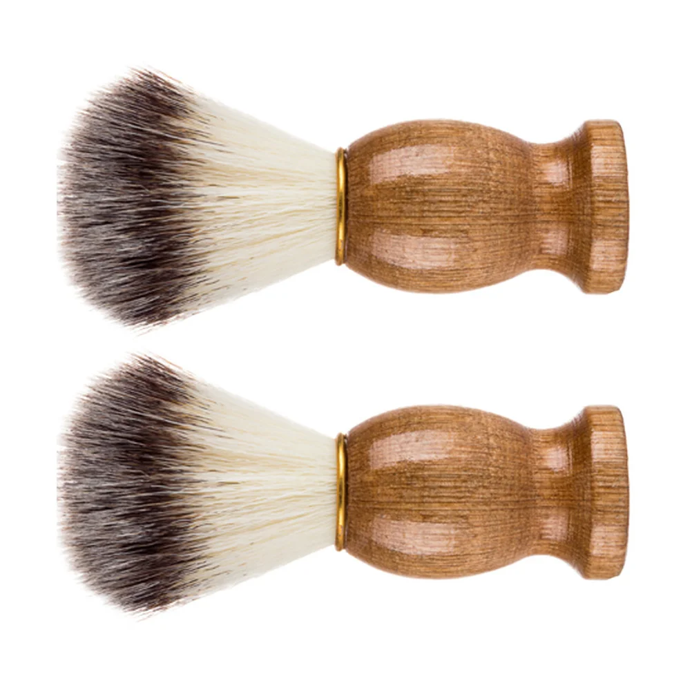 Brosse à raser avec bol pour hommes, fournitures de barbier, manche en bois, rasoirs de voyage, 2 pièces