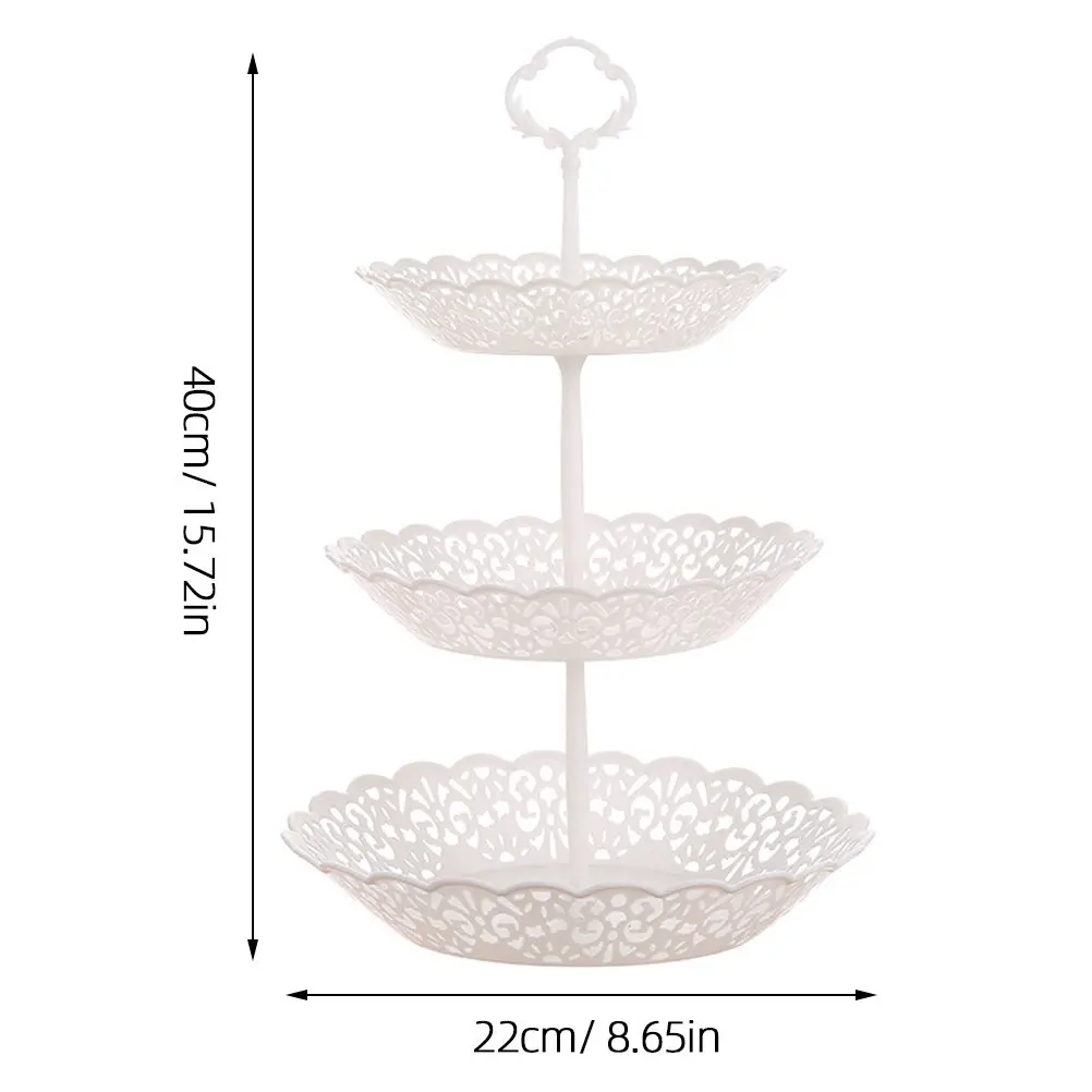 Three-Tier Square Cake Display Stand Made of Premium PP Material Large Capacity Dessert Stand for Wedding Birthday Tea Party