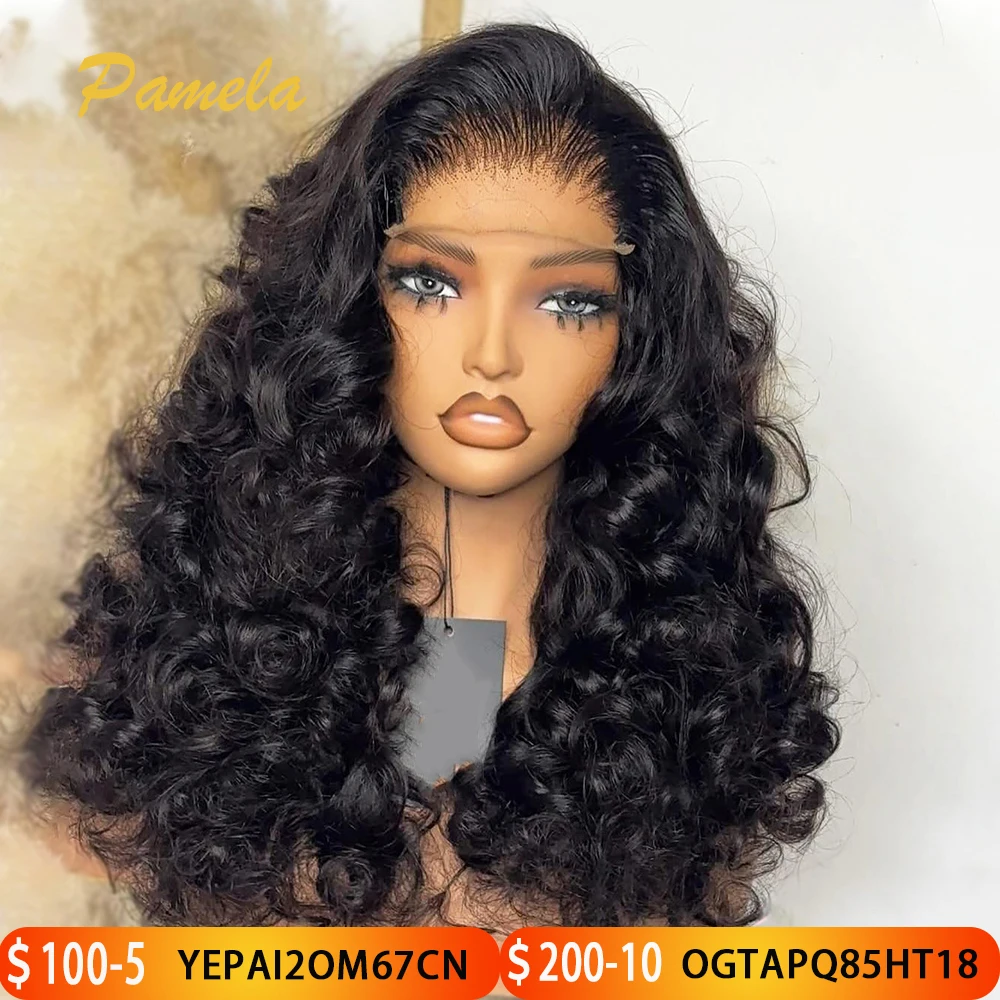 

Double Drawn Loose Wave 250% Density 13X6 Transparent Lace Front Glueless Wig Human Princess Hair Ready To Wear For Woman