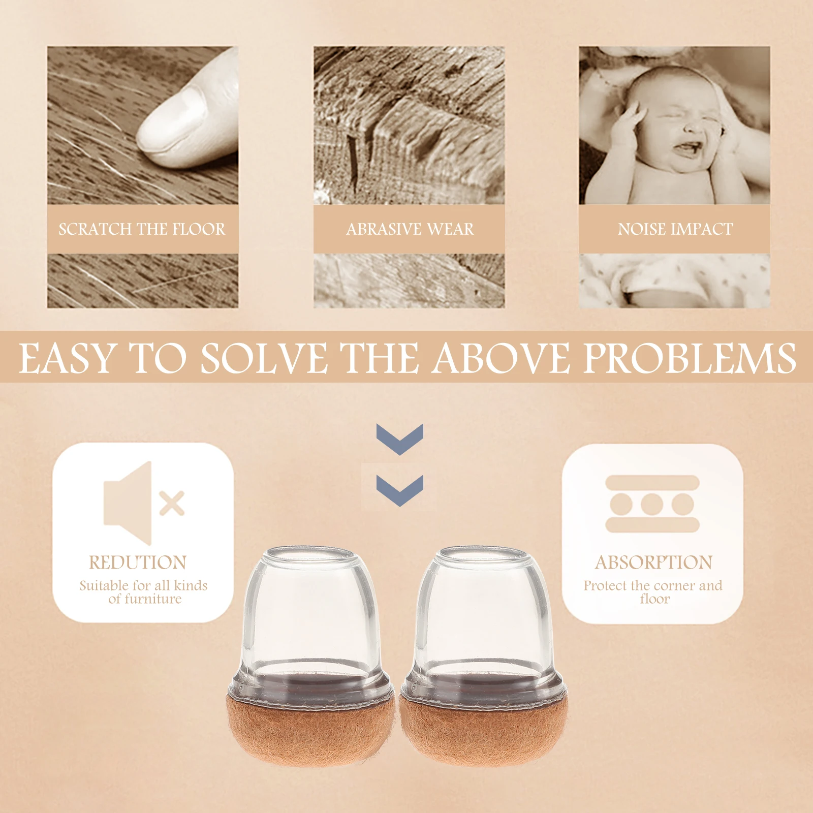 

16 Pcs Chair Mat Wood Floor Furniture Pads Table Feet Cover Stool Leg Caps Protector for Legs Slider Foot Protectors Protective