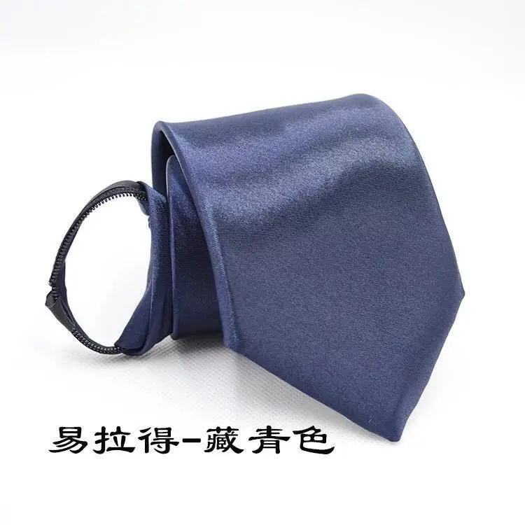 Tie men's 8cm zippered tie formal business glossy navy red student jk professional wedding easy to pull