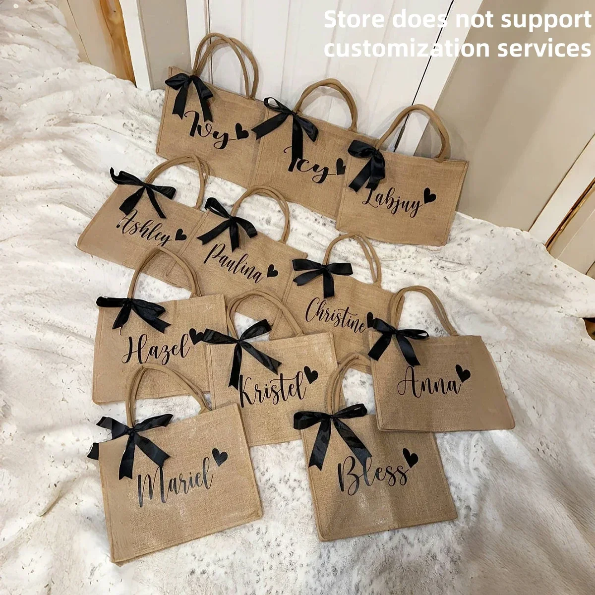 6-20Pcs Burlap Tote Bags DIY Jute Bags with Handles Blank Jute Tote Bridesmaid Gift Bags for Wedding Bachelorette Beach Party