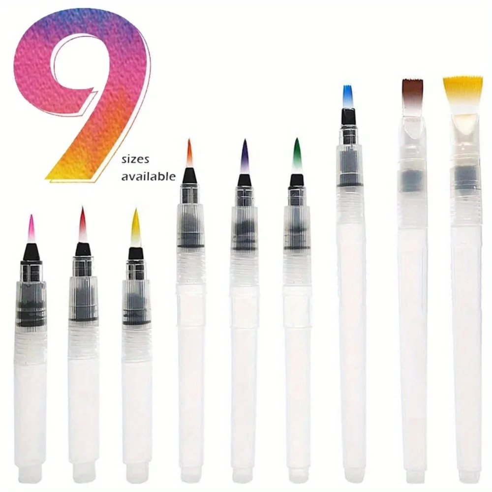 9Pcs Watercolor Brush Set, Water Soluble Colored Pencil Watercolor Brush For Beginners Or Kids, Easy To Use And Fill Painting