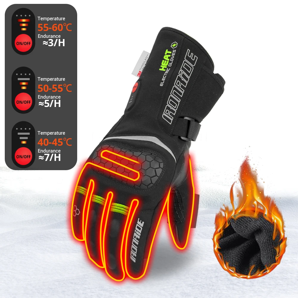 Electric Heating Gloves, Winter Outdoor Warm Motorcycle Riding Gloves, Waterproof And Warm Motorcycle Gloves