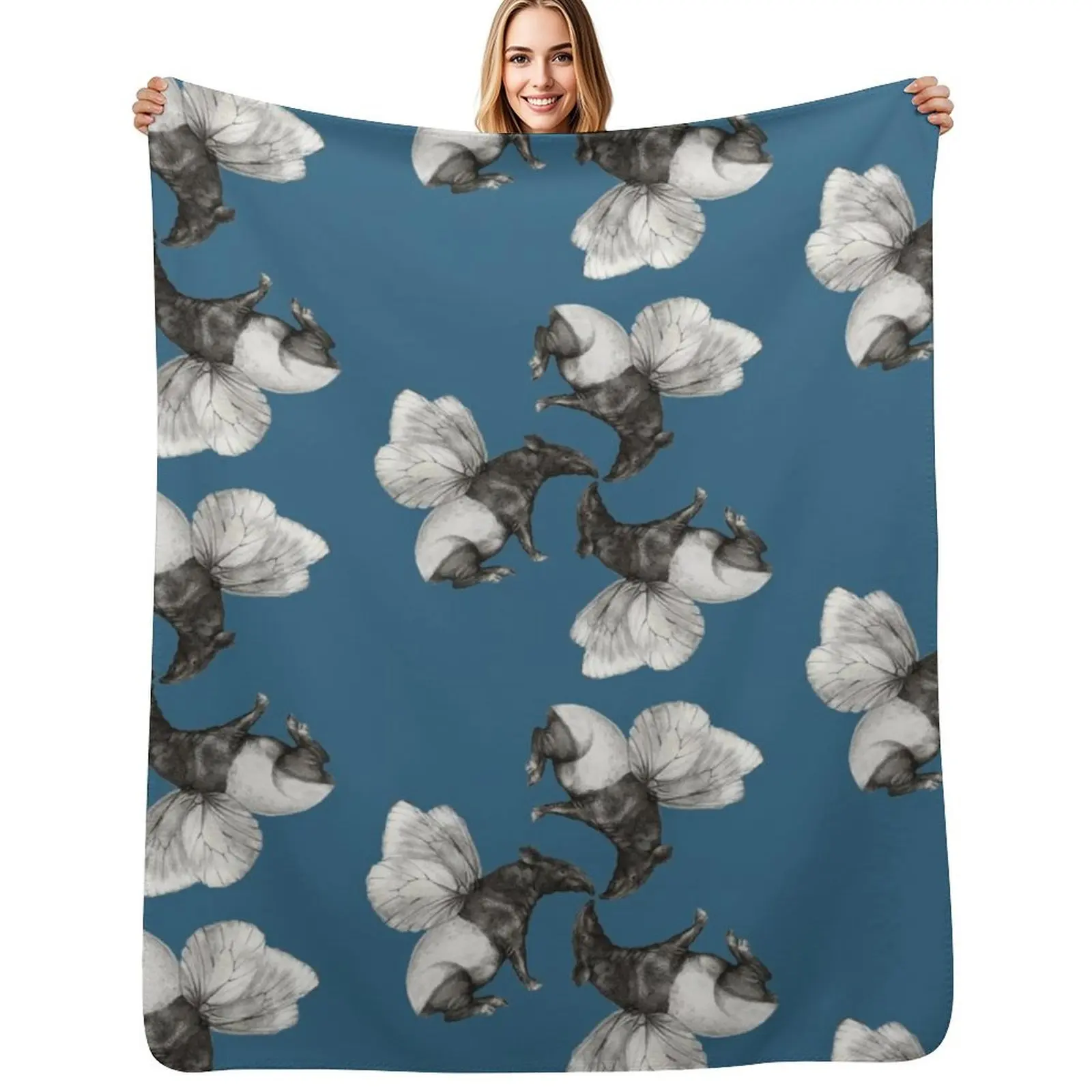 Flying tapirs Throw Blanket Warm Accent Blanket for Living Room Decoration
