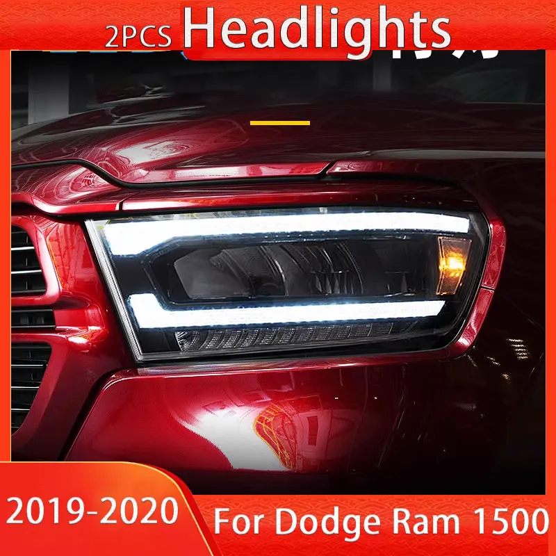 1 Pair LED Headlight Assembly for Dodge RAM 1500 2500 3500 2019-2021 Headlights Plug and Play with Full LED Front Headlights