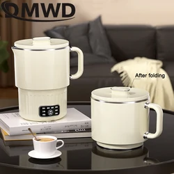 DMWD Mini Foldable Electric Kettle 800ML Stainless Steel Water Heater Cup Portable Travel Kettle Handheld Electric Cook Pot