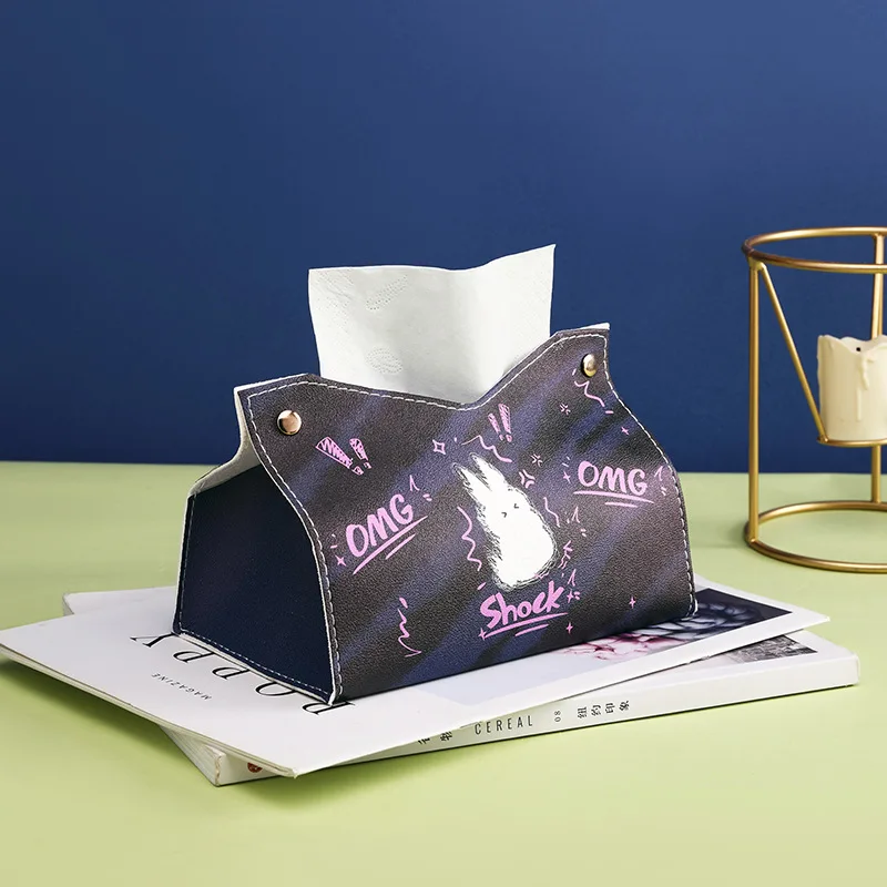 Kitten Printed Creative Tissue Box Home Living Room Leather Paper Storage Box Dining Table Napkin Organizer