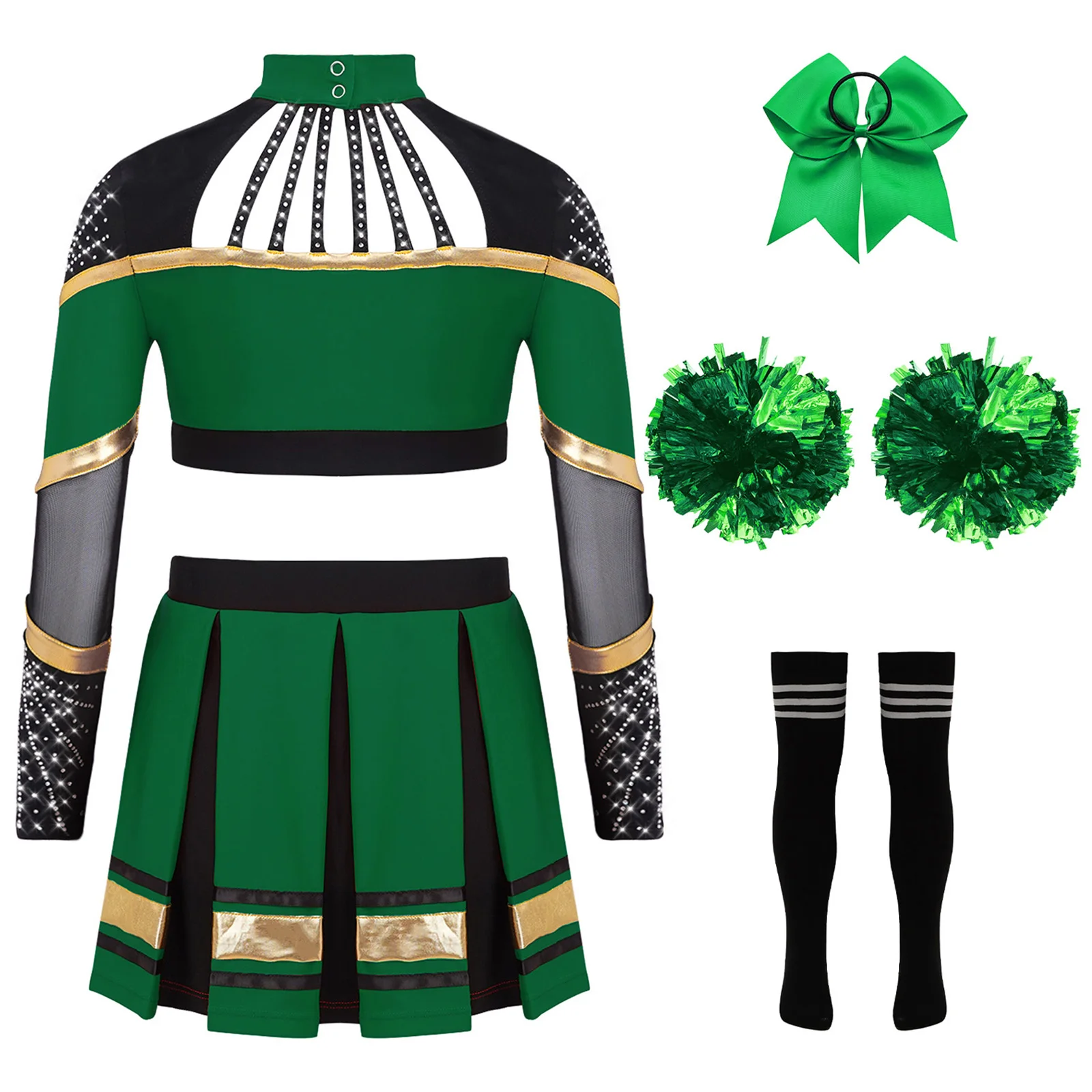 Childs Cheerleading Uniform Kids Cheering Team Set Girls Cheerleader Costume Cheerlead Set Cheer Dance Outfits Dancewear