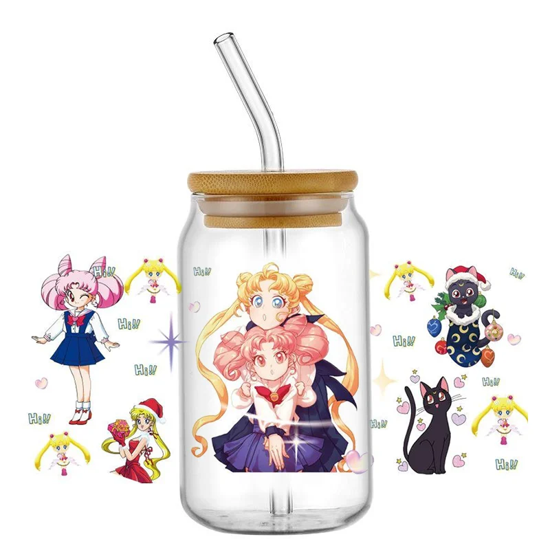 Hotsale Cartoon Cute Sailor Moon Popular Anime 16oz UV DTF 3D Transfer Sticker Wrap Decals For Glass Can Cup Craft DIY Creative view 3