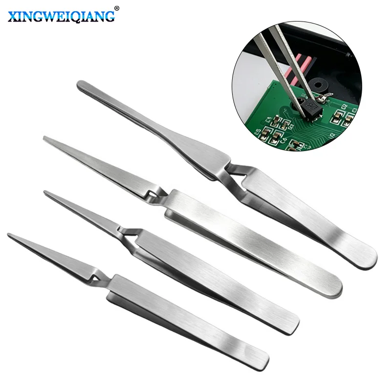 1pc pinças de aço inoxidável reverso fixo auto-travamento pinça reversa ferramenta de fabricação de jóias para ferramenta de reparo de componente eletrônico