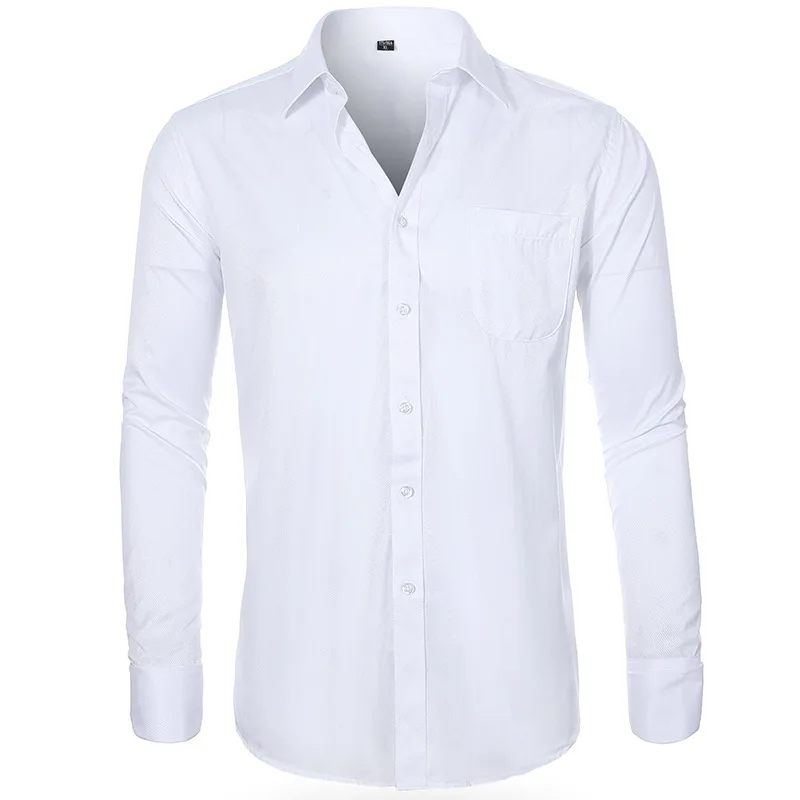 Mens Stripes Shirts Long Sleeved Slim White Social Shirts Casual Male Clothes Business Casual Shirt 15 Colors High Quality Shirt