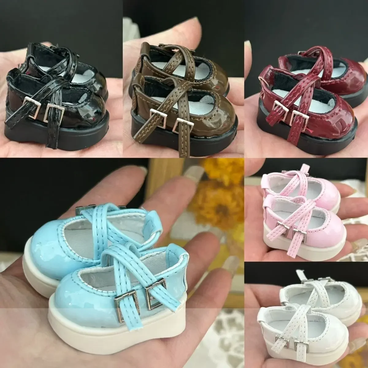 

1/4 1/6 Doll's Shoes for 45/30cm Bjd Doll Size 6*2.5cm or 4.5*2.2cm Thick Soled Round Toe Shoes Toy Doll Accessories, No Doll