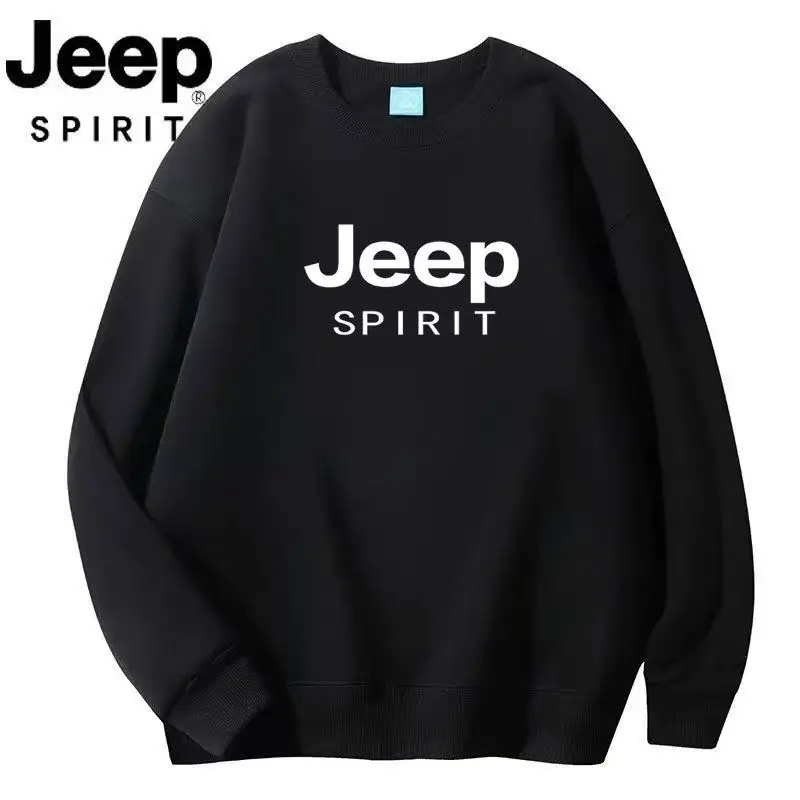 JEEP SPIRIT Men's Crew Neck Sweatshirt— Fashion Casual Long Sleeve Pullover with Letter Print